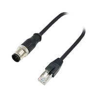 Connecteur électrique mâle M12 8P8C avec boîtier en laiton et contacts en alliage de cuivre, indice de protection IP67, usage automobile, blindé vers RJ45
