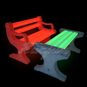 Christmas decoration LED Plastic slats park bench and table for public