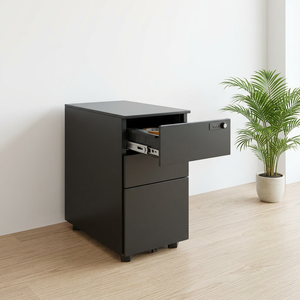Custom mobile base with 3-<b>drawer</b> steel mobile storage cabinet metal <b>filing</b> cabinet with casters for office workspaces - Product Image 4