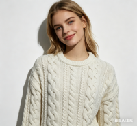 Pull tricoté à col rond pour femme, 50% laine 50% acrylique, simple boutonnage, manches longues, toucher doux, logo personnalisé, du fabricant
