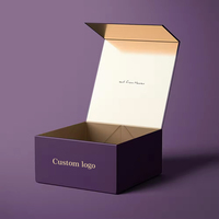 Boîte cadeau magnétique en carton pliable de luxe personnalisée de couleur violette