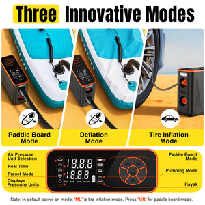 Pompe à air portable en plastique pour kayak, bateau pneumatique, SUP, planche à pagaie, tente - Électrique <span class=keywords><strong>sans</strong></span> <span class=keywords><strong>fil</strong></span> avec écran LCD pour gonflage rapide - Product Image 5