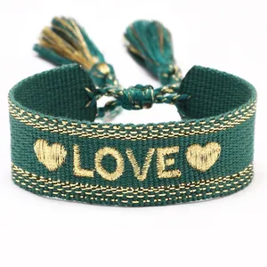 Богемная вышивка алфавит любовь Улыбка любовь вязание кисточки пара браслет для мужчин и женщин Модный браслет в этническом стиле