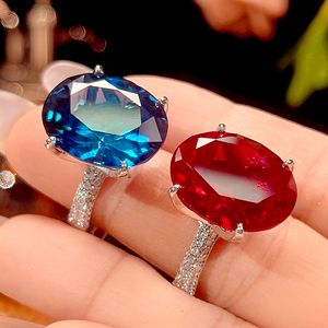 Tu Oval cut 15*18mm Cubic Zirconia <b>Rings</b> Four Claws Set <b>Adjustable</b> Copper White Gold Plated Imitation Gemstone Jewelry Women - Product Image 2