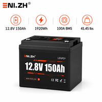 Batterie LiFePO4 semi-solide Enlzh 12,8V-150Ah avec BMS 100A, 4000 cycles, 1920Wh pour l'énergie solaire et l'utilisation en camping-car
