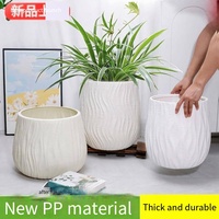 Pot Bunga Resin Sederhana Kreatif dengan Baki Terbuka Lebar Termasuk untuk Tanaman Golden Money Tree Black Diamond, Cocok untuk Ruang Tamu dan Penggunaan Luar Ruangan