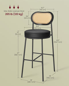<span class=keywords><strong>VASAGLE</strong></span> Lot de 2 tabourets de bar modernes en rotin PE Chaises de bar de 30.1 pouces Tabourets de bar rembourrés en cuir synthétique - Product Image 5