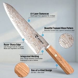 <span class=keywords><strong>Couteau</strong></span> couperet damassé fait main fabriqué au japon <span class=keywords><strong>1000</strong></span> <span class=keywords><strong>couches</strong></span> Vg10 couteaux de cuisine faits à la main en acier <span class=keywords><strong>damas</strong></span> - Product Image 2