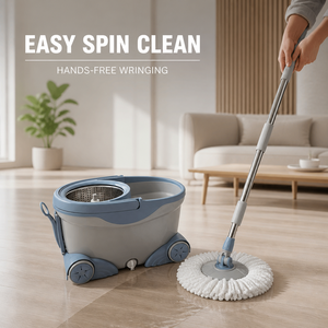 Set Secchio e Ruote con Manico Estensibile a Doppia Azione, Capacità 700ml, Mop in Microfibra Autostrizzante in Acciaio Inossidabile <span class=keywords><strong>per</strong></span> <span class=keywords><strong>Casa</strong></span> - Product Image 4