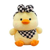Peluche Canard Jaune Crème en Coton PP, Cadeau d'Anniversaire pour Enfants, Poupée de Machine à Pinces, Canard Enfantin avec Écharpe