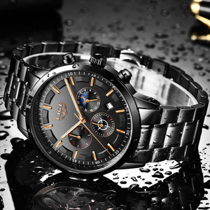 <span class=keywords><strong>LIGE</strong></span> 9877 Hombres New Moon Phase 3 Dial Relojes de cuarzo Moda Multifunción Cronógrafo impermeable con calendario <span class=keywords><strong>Reloj</strong></span> para <span class=keywords><strong>hombre</strong></span> - Product Image 4