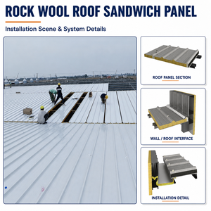 Panneaux sandwich pour toiture GloStar CE/ISO, panneaux personnalisés en polyuréthane industriel, laine de roche A1 ignifuge pour usine - Product Image 4