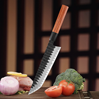 Couteau Gyuto japonais forgé à la main, 210 mm, finition martelée Kurouchi, couteau de chef de cuisine, manche octogonal en bois, pour découper la viande