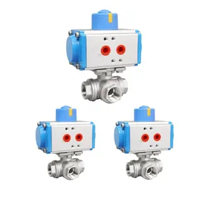 FURUI Pneumatic Drive Ball Valve Stainless Steel t type three 3 way Ball Valve actuator pneumatic high quality