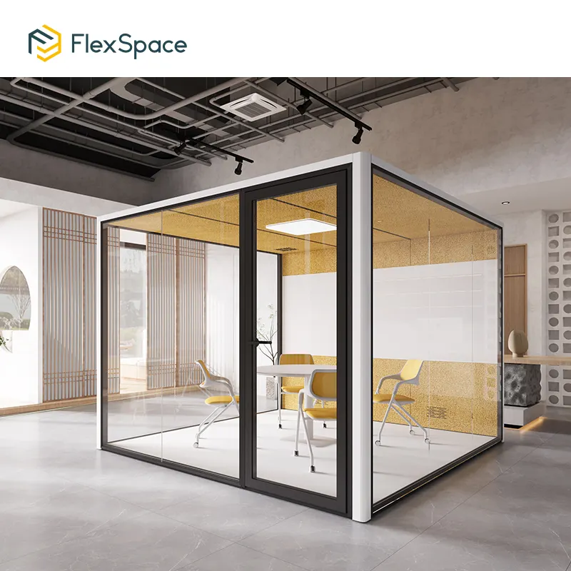 Flexspace Modular Office room in room Convenient Chat Pod Aluminium Frame Double Glass Movable Acoustic Single Sound Proof Booth