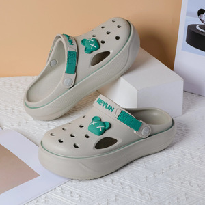 Heyun – Crocs d'été pour femmes, sandales de plage antidérapantes à semelles épaisses, augmentant la hauteur, beige, rose, noir, blanc, gris, kaki, 35-40 - Product Image 3
