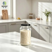 Lot de 650 cm de bocaux en verre transparent à paroi haute et filetés pour la mise en conserve, la fermentation et la conservation des aliments
