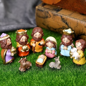 Dibujos animados Jesús escena de nacimiento luces LED de <span class=keywords><strong>Navidad</strong></span> adornos de resina ecológicos borde cruzado para decoraciones de regalo de vacaciones para <span class=keywords><strong>Amazon</strong></span> - Product Image 1