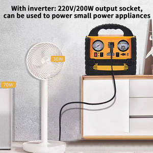 Démarreur de batterie de voiture 12V avec compresseur d'air, <span class=keywords><strong>gonfleur</strong></span> de pneus 260PSI, <span class=keywords><strong>station</strong></span> d'alimentation portable, onduleur 110V 400W avec prise AC/DC/USB - Product Image 5