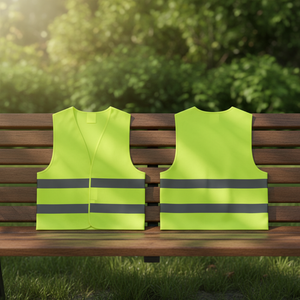 Gilets de sécurité haute visibilité ANSI Classe 2 en polyester respirant, fermeture éclair sur le devant, unisexe, bande réfléchissante haute visibilité de 5 cm, logo personnalisé - Product Image 3