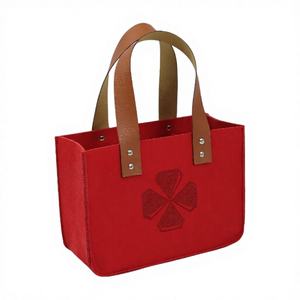Rolking&Ulike BH-105 Custom Logo Size Reusable <b>Promotional</b> Unisex Chinese Red PET Felt Tote <b>Bags</b> Eco Friendly Shopping PU Handle - Product Image 1