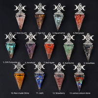 Pendentif en Résine Cristal Haute Qualité avec Pendule Lune Triphasée, Colonne Hexagonale et Chaîne Métallique Courte pour Divination et Sortilèges