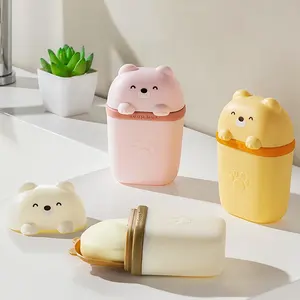 Jabonera Portátil Impermeable con Diseño de Oso de Dibujos Animados, Caja de Jabón de Plástico Sellada para el Hogar, Viajes y Campamento - Product Image 2