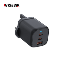Chargeur rapide WISESIR 65W GaN QC3.0 3 ports Type-C USB-PD PPS OTP CE ROHS 92% d'efficacité Prise murale pour téléphone portable