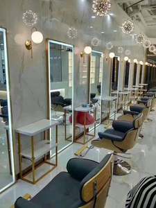 Grand miroir mural de pleine longueur avec éclairage LED, design moderne, encadré, pour salon de coiffure, salon - Product Image 2