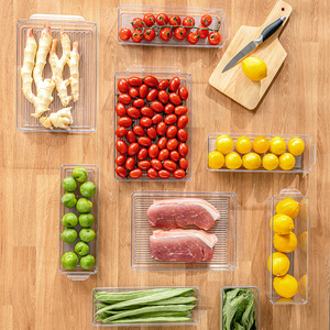 Custom 8-piece Acrylic Fridge Organizer <b>Bins</b> <b>Rectangle</b> Pantry Food Storage Set Handle Kitchen Refrigerator Storage 6-10L - Product Image 4