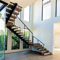 Escalier flottant à faisceau mono à limon unique peu encombrant Escalier droit et arc Design
