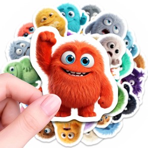 New 50 <b>Sheets</b> Set of Fun Plush Little Monster Stickers, Cute Emotion Expression Journal Collage Decorative Stickers - Product Image 3