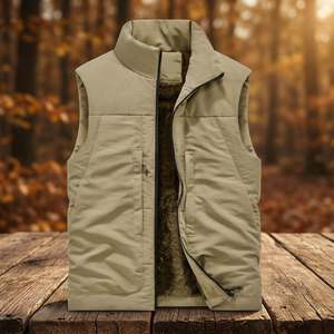 เสื้อกั๊กผู้ชายแบบมีซิป คอตั้ง บุผ้าฝ้ายกันลม สำหรับฤดูหนาว - Product Image 3
