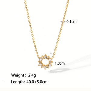 สร้อยคอจี้เพชรทรงกลมแบบสั่งทำพิเศษ สแตนเลสสตีล ชุบทอง 18K PVD พร้อมสายโซ่แบบเชื่อมต่อ กันน้ำ เหมาะสำหรับงานปาร์ตี้ - Product Image 6