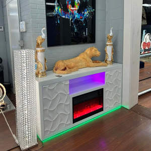 <span class=keywords><strong>Guanlong</strong></span> Chimenea eléctrica LED moderna Soporte de TV con calentador Altavoces y espejo Muebles Independiente Accent TV Gabinete Unidad - Product Image 2