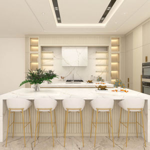 Modern Minimalist <b>Marble</b> Kitchen Cabinets Melamine <b>Board</b> Comfortable Grand Design for Villas & Apartments - Product Image 1