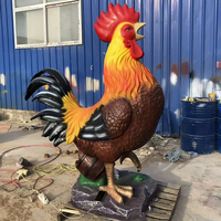 Décoration de jardin extérieure personnalisée, statue de poule en résine de grande taille, sculpture de coq en fibre de verre à vendre