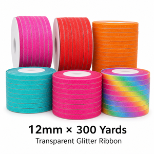 Ruban décoratif pailleté 12 mm en gros, 300 yards, ruban métallique brillant pour guirlande thaïlandaise, bouquet, emballage cadeau et bricolage festif - Product Image 6