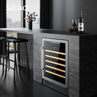 SICAO Home Bar Mini Acier Inoxydable Verre Boisson Vin Rouge Refroidisseur Armoire Réfrigérateur Réfrigérateur Bleu LED 2-22C °