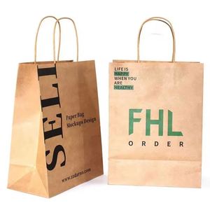 Sacs en papier kraft brun personnalisés avec poignées pour la livraison à emporter, pour les cafés, les restaurants, les plats à emporter, y compris la pizza, avec logo - Product Image 6