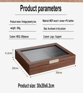 กล่องเครื่องประดับไม้ย้อนยุคและสง่างามพร้อมโลโก้ที่กำหนดเองที่เก็บพื้นผิวกระจกด้าน - Product Image 6