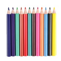 Lot de 12 mini-crayons de couleur courts dans une boîte à motifs de dessins animés - Kit de dessin pour enfants, fournitures artistiques sûres pour les enfants et les débutants, vente en gros