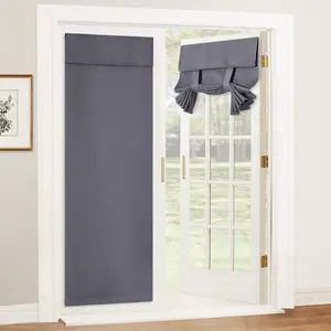 Home Decoration 3 Layer Blackout Curtain Solid Tie-up Door Curtain for Bedroom