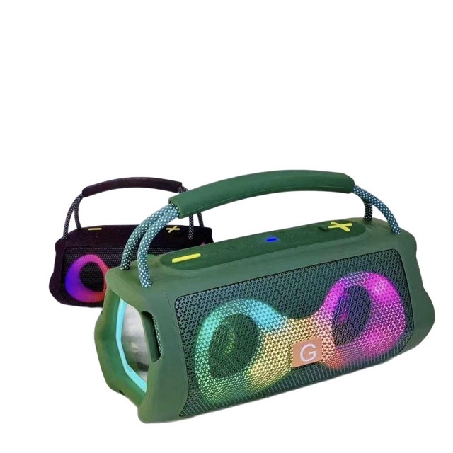 New ET-313 Portable Speaker with Colorful Lights, Outdoor Dual Speakers, Plug-in Subwoofer