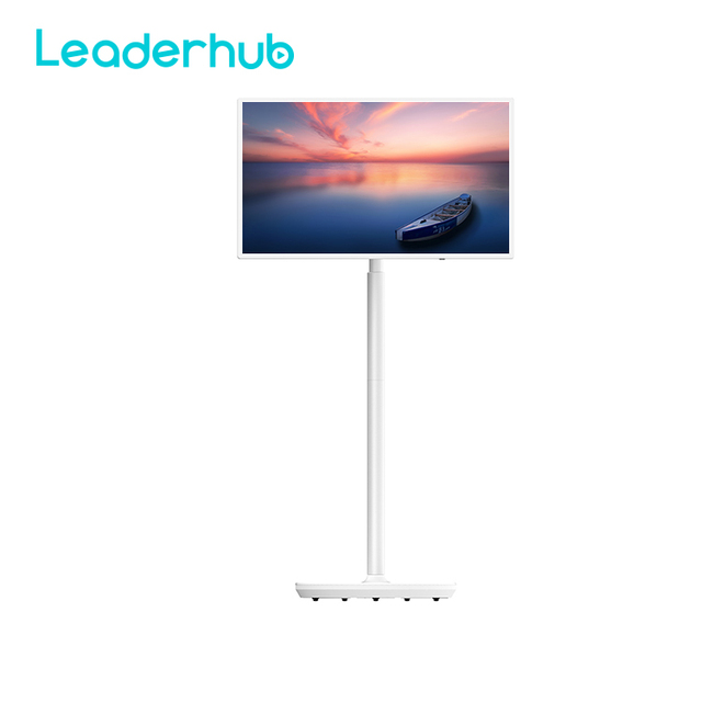 Leaderhub 27" 32" Portable TV on Wheels Rechargeable Standing Portable Touch Smart Screen TV