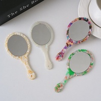 Miroir rond géométrique rétro Sheyi JJ011 avec poignée, miroir de maquillage portable en acétate