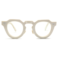 Monture de lunettes haut de gamme en corne de buffle véritable, faite à la main, couleur unie, pour hommes et femmes, blanche, logo personnalisable