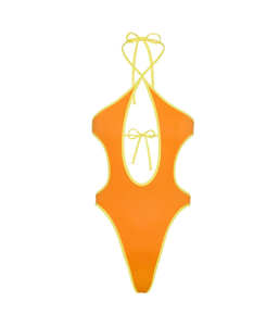 Traje de Baño de Una Pieza <span class=keywords><strong>con</strong></span> Cordones y Recortes de Tela Reciclada, Diseño Personalizado de Marca Privada, Monokini Sexy para Mujer - Product Image 6