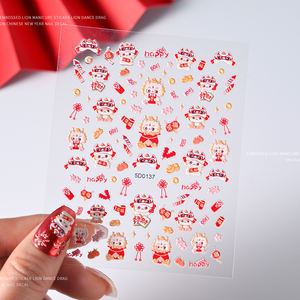 5D Año Nuevo chino bebé leche dragón Nail Art pegatina en relieve dibujos animados buena suerte despierto <span class=keywords><strong>León</strong></span> adhesivo calcomanía 5D manicura Sliders - Product Image 6