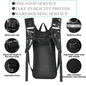 Sac à dos d'hydratation personnalisé d'usine BSCI, gilet de course à pied, sac d'hydratation isolé pour la randonnée, la course à pied, le vélo, les festivals de musique - Product Image 2